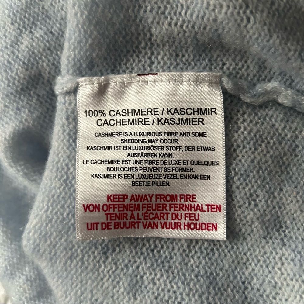 Brodie Cashmere Fine Cashmere Blue Star V-Neck Sweater Jumper Size Small - Picture 8 of 11